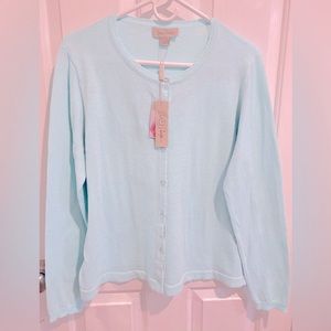Cardigan, beautiful, sparkling Light Blue, brand New w/Tags, from Charlie Paige!